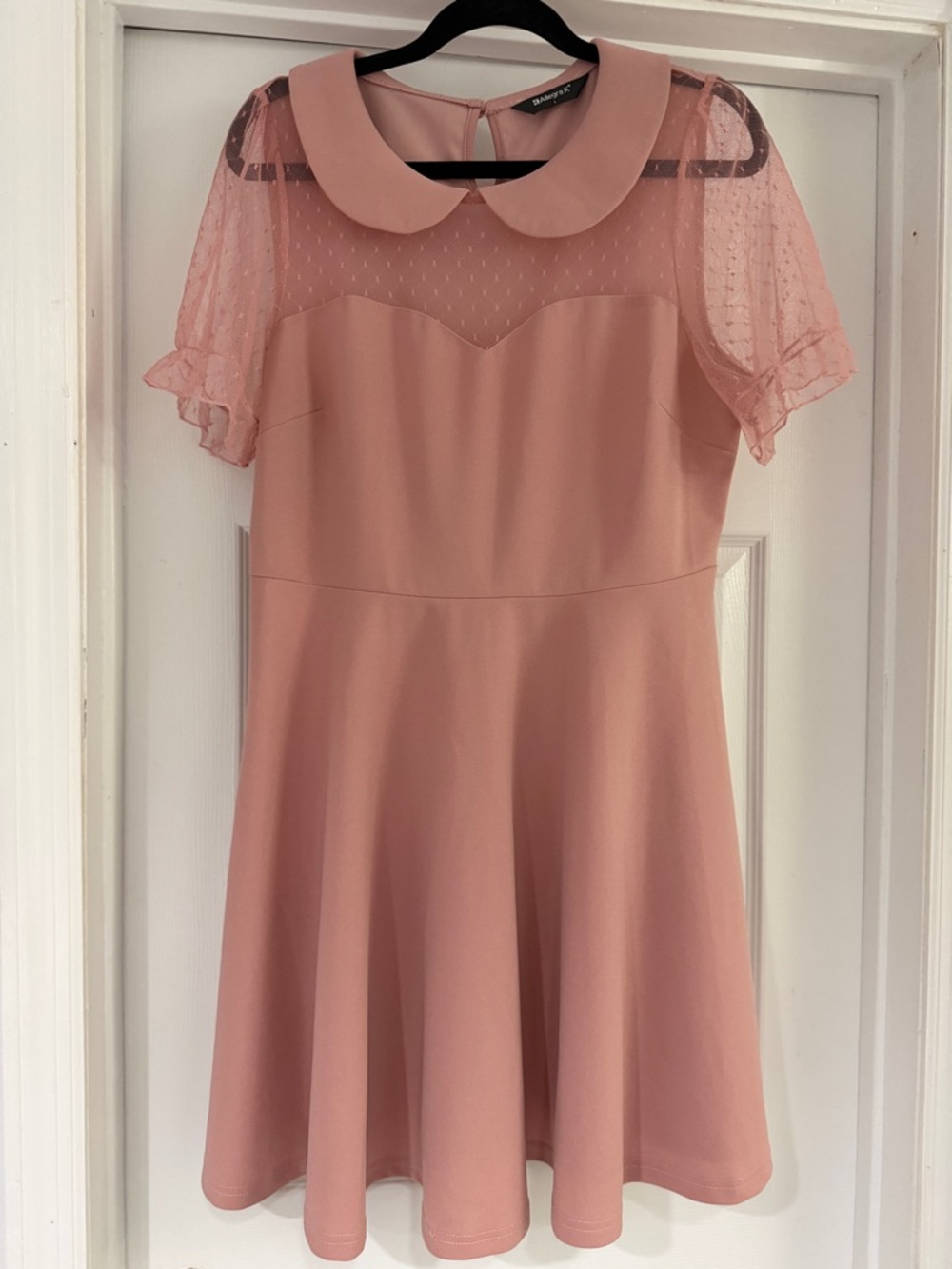 Allegra K Pink Midi Dress with sheer neckline EUC